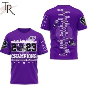 2023 Las Vegas Bowl Champions Northwestern Wildcats 3D Shirt – Purple