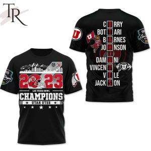 2023 Las Vegas Bowl Champions Utah Utes 3D Shirt – Black