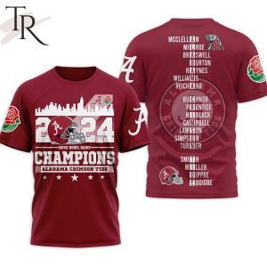 2024 Rose Bowl Game Champions Alabama Crimson Tide 3D Shirt