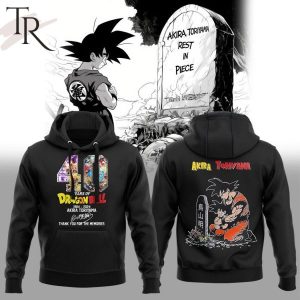 40 Years Of Dragon Ball 1984-2024 Akira Toriyama Signature Thank You For The Memories Hoodie – Black