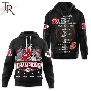 AFC Champions Kansas City Chiefs 4 Times Hoodie – Black