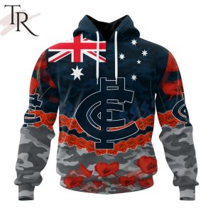 AFL Carlton Football Club Special ANZAC Day Design Lest We Forget Hoodie