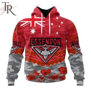 AFL Essendon Football Club Special ANZAC Day Design Lest We Forget Hoodie