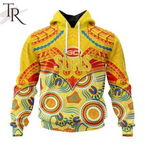 AFL Gold Coast Suns Special Indigenous Mix Polynesian Design Hoodie