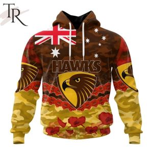 AFL Hawthorn Football Club Special ANZAC Day Design Lest We Forget Hoodie