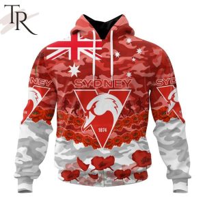 AFL Sydney Swans Special ANZAC Day Design Lest We Forget Hoodie