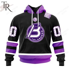 AHL Bridgeport Islanders Black Hockey Fights Cancer Hoodie