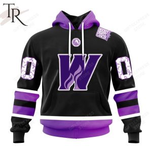 AHL Calgary Wranglers Black Hockey Fights Cancer Hoodie