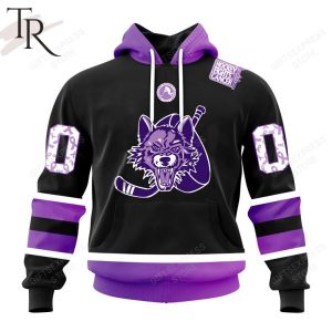 AHL Chicago Wolves Black Hockey Fights Cancer Hoodie