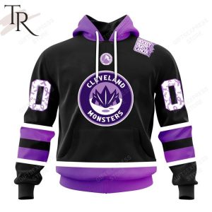 AHL Cleveland Monsters Black Hockey Fights Cancer Hoodie