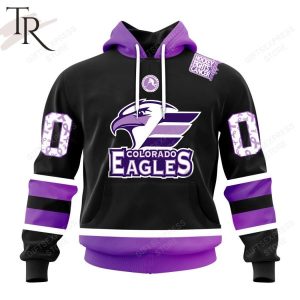 AHL Colorado Eagles Black Hockey Fights Cancer Hoodie