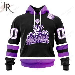 AHL Hartford Wolf Pack Black Hockey Fights Cancer Hoodie