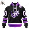 AHL Iowa Wild Black Hockey Fights Cancer Hoodie