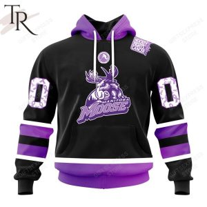 AHL Manitoba Moose Black Hockey Fights Cancer Hoodie