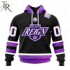 AHL Ontario Reign Black Hockey Fights Cancer Hoodie