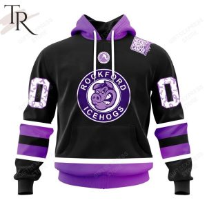 AHL Rockford IceHogs Black Hockey Fights Cancer Hoodie