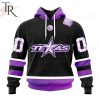 AHL Texas Stars Black Hockey Fights Cancer Hoodie