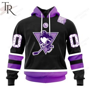 AHL Wilkes-Barre-Scranton Penguins Black Hockey Fights Cancer Hoodie