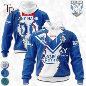 Custom Name And Number Canterbury Bankstown Bulldogs NRL 2023 Mix Jerseys Hoodie 3D