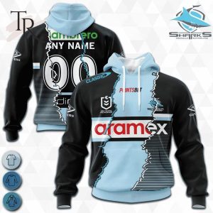 Custom Name And Number Cronulla Sutherland Sharks NRL 2023 Mix Jerseys Hoodie 3D