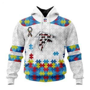 Custom Name And Number NFL Atlanta Falcons Special Autism Awareness Design Hoodie