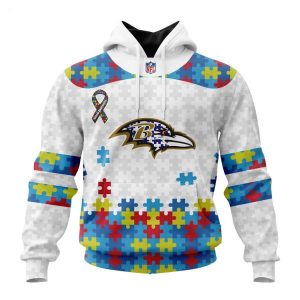 Custom Name And Number NFL Baltimore Ravens Special Autism Awareness Design Hoodie