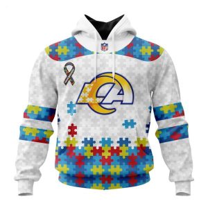 Custom Name And Number NFL Los Angeles Rams Special Autism Awareness Design Hoodie