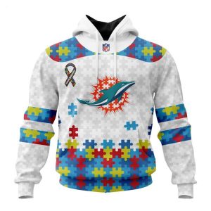 Custom Name And Number NFL Miami Dolphins Special Autism Awareness Design Hoodie