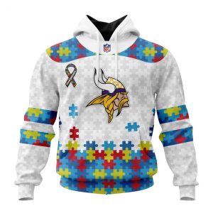 Custom Name And Number NFL Minnesota Vikings Special Autism Awareness Design Hoodie