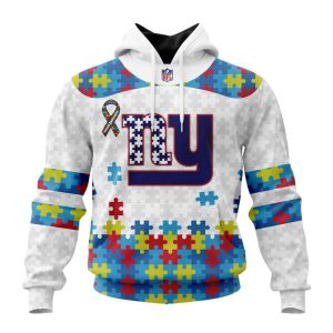 Custom Name And Number NFL New York Giants Special Autism Awareness Design Hoodie