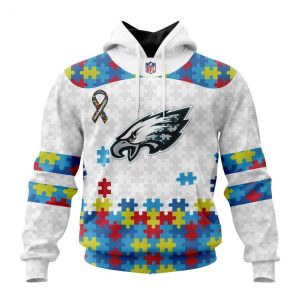 Custom Name And Number NFL Philadelphia Eagles Special Autism Awareness Design Hoodie