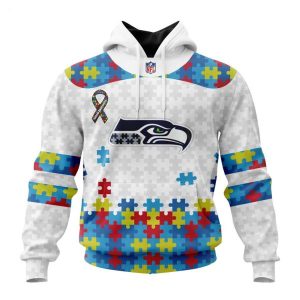 Custom Name And Number NFL Seattle Seahawks Special Autism Awareness Design Hoodie