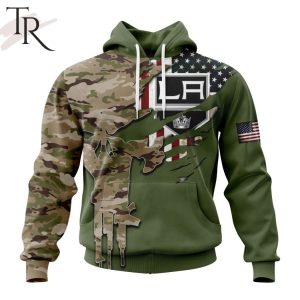 Custom Name And Number NHL Los Angeles Kings Special Camo Skull Design Hoodie