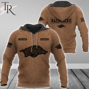 Custom Name Arkansas Razorbacks NCAA Salute To Service For Veterans Day Full Printed Hoodie