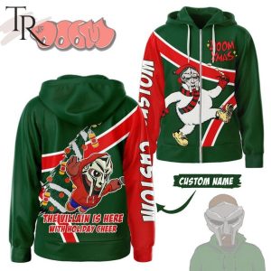 Custom Name Doom The Villain Is Here With Holiday Cheer Zipper Hoodie