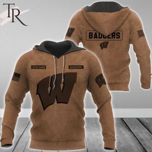 Custom Name Wisconsin Badgers NCAA Salute To Service For Veterans Day Full Printed Hoodie