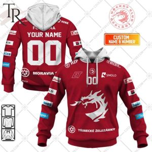 Czech Extraliga HC Ocelari Trinec Jersey Style Hoodie