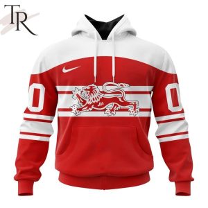 Denmark National Ice Hockey Personalized Red Kits Hoodie