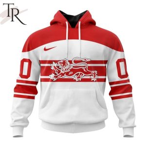 Denmark National Ice Hockey Personalized White Kits Hoodie