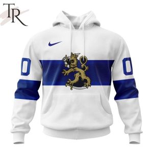 Finland National Ice Hockey Personalized White Kits Hoodie