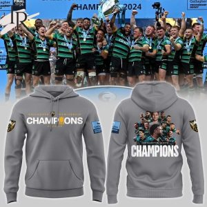 Gallagher Premiership 2023-2024 Northampton Saints Champions Hoodie – Grey