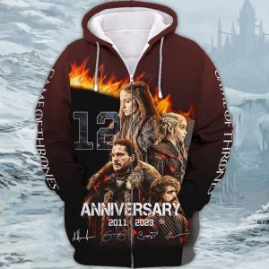 Game of Thrones 12th anniversary 3D All Over Print 3D Zipper Hoodie