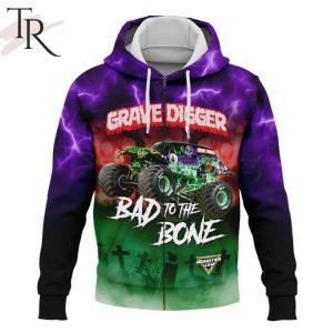 Grave Digger Monster Jam Truck Bad To The Bone Hoodie