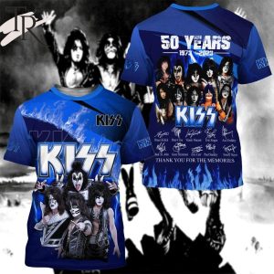 Kiss Band 50 Years 1973 – 2023 Thank You For The Memories 3D T-Shirt