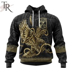 LIGA MX Club Leon Special Black And Gold Design With Mexican Eagle Hoodie