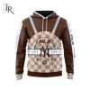 Louis Vuitton Mlb New York Yankees Brown Unisex Hoodie Outfit For Men Women Luxury Brand Clothing