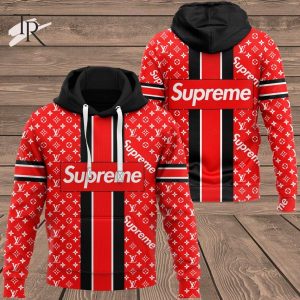 Louis Vuitton Supreme Red Luxury Hoodie For Men Women Luxury Hoodie Outfit For Fall Outfit