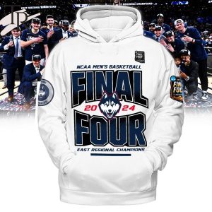 NCAA Men’s Basketball Final Four 2024 East Regional Champions Uconn Huskies Hoodie – White