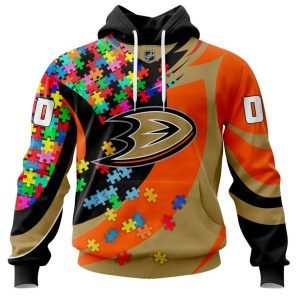 NHL Anaheim Ducks Autism Awareness Personalized Name & Number 3D Hoodie