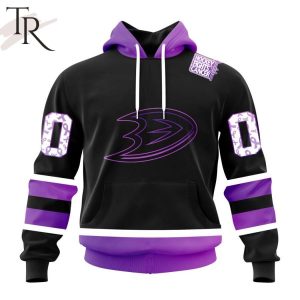 NHL Anaheim Ducks Special Black Hockey Fights Cancer Kits Hoodie